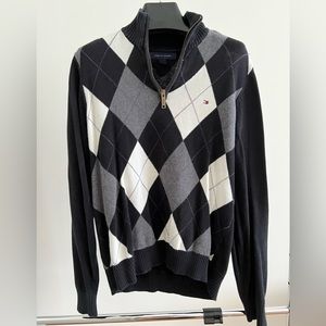 Tommy Hilfiger Checkered Black Long Sleeve Top